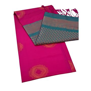 Pink Green Semi Soft Silk Saree