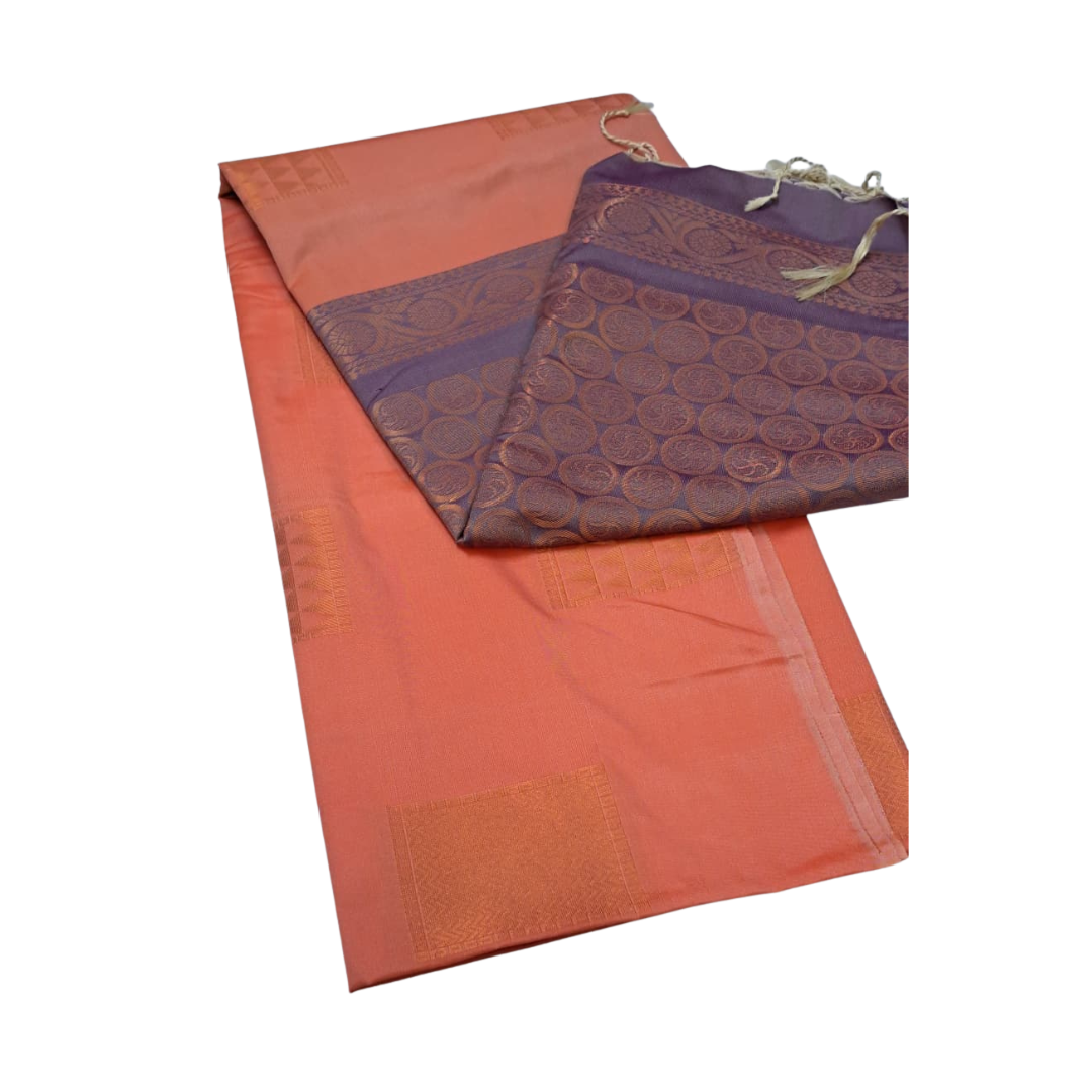 Orange Purple Semi Soft Silk Saree