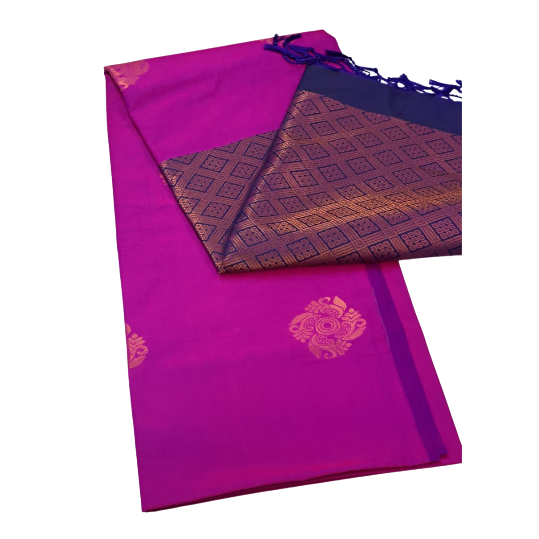 Magenta Blue Semi Soft Silk Saree