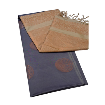 Grey Cream Semi Soft Silk Saree
