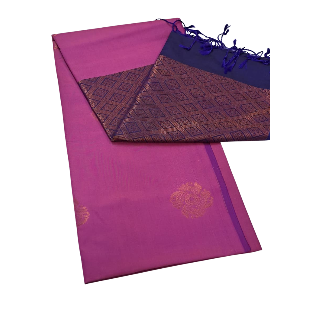 Pink Blue Semi Soft Silk Saree