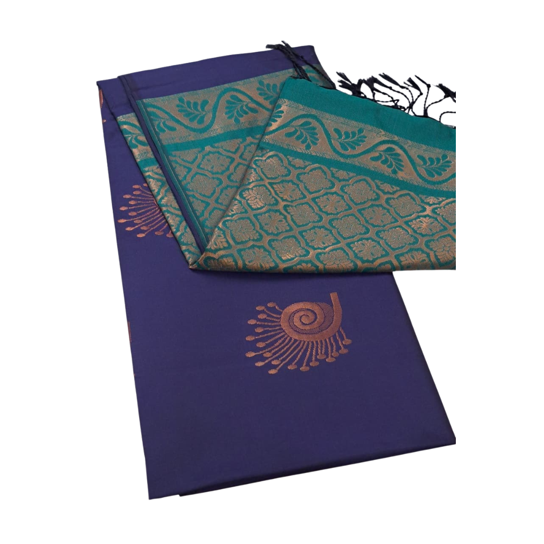 Blue Green Semi Soft Silk Saree