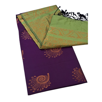 Purple Green Semi Soft Silk Saree