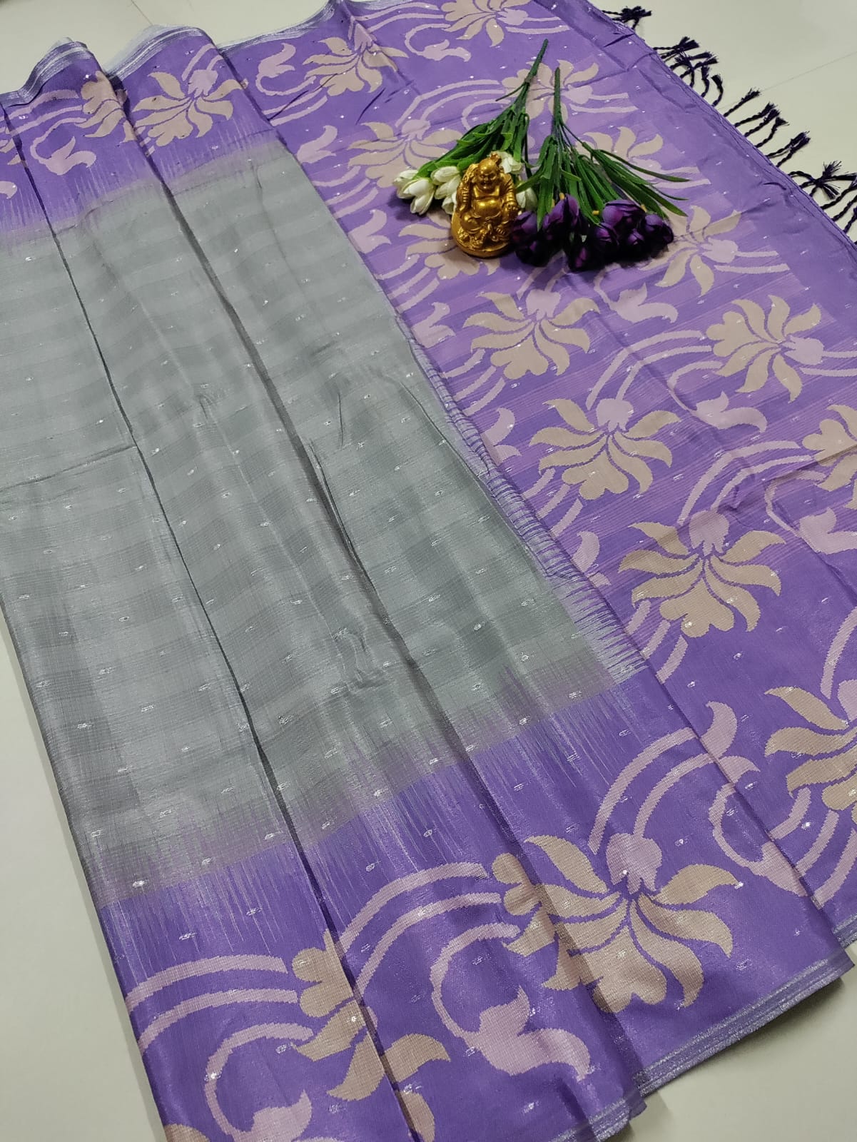 Silver Lavender Soft Silk Saree