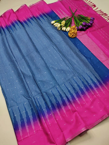 Royal Blue Pink Soft Silk Saree