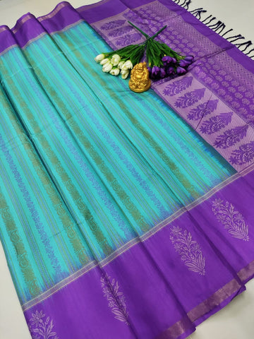 Purple Blue Soft Silk Saree
